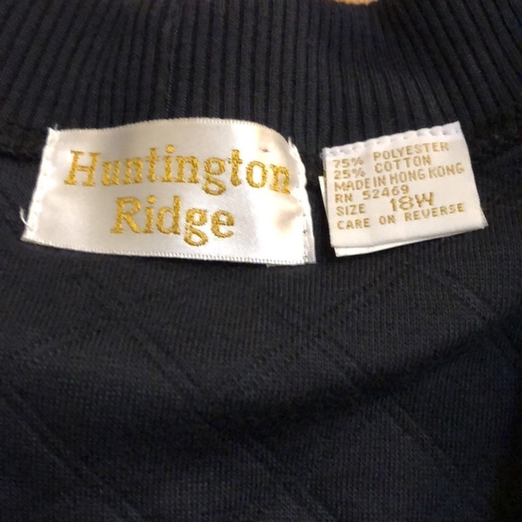 Huntington Ridge Black Quilted Grandpa Cardigan 18W - Picture 3 of 4
